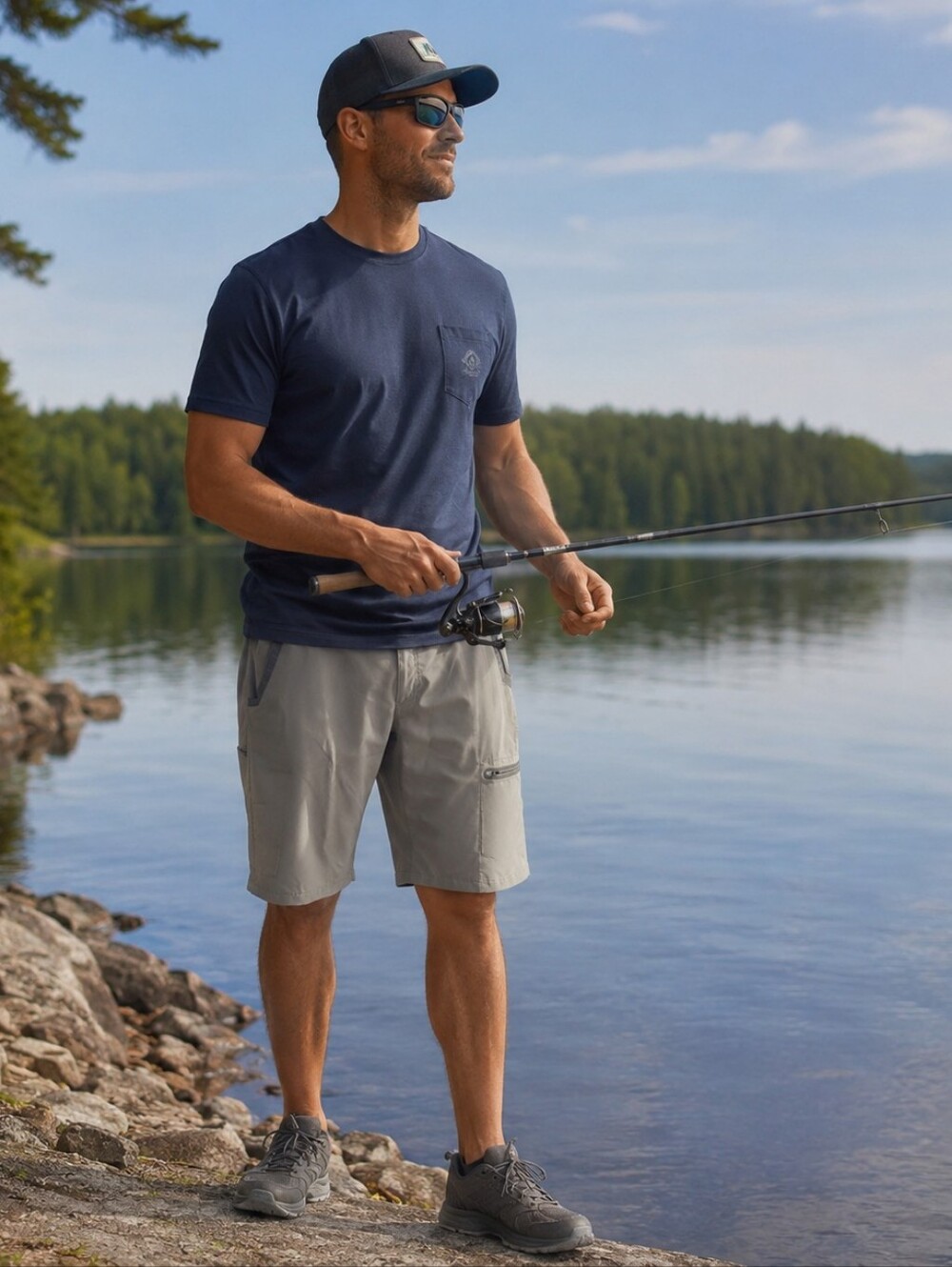 Field & Stream Gray HydroRepel UPF 50 Zip Pocket Cargo Shorts Outdoor Men's L